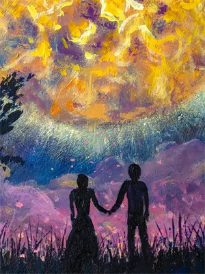 残月孤星伴远山